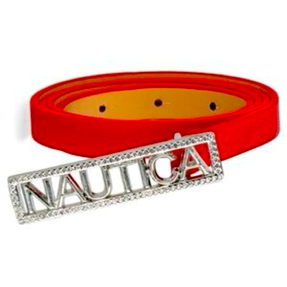 Nautica Women's Red Rhinestone Belt Glamorous Eye-Catching Size Small New W Tags